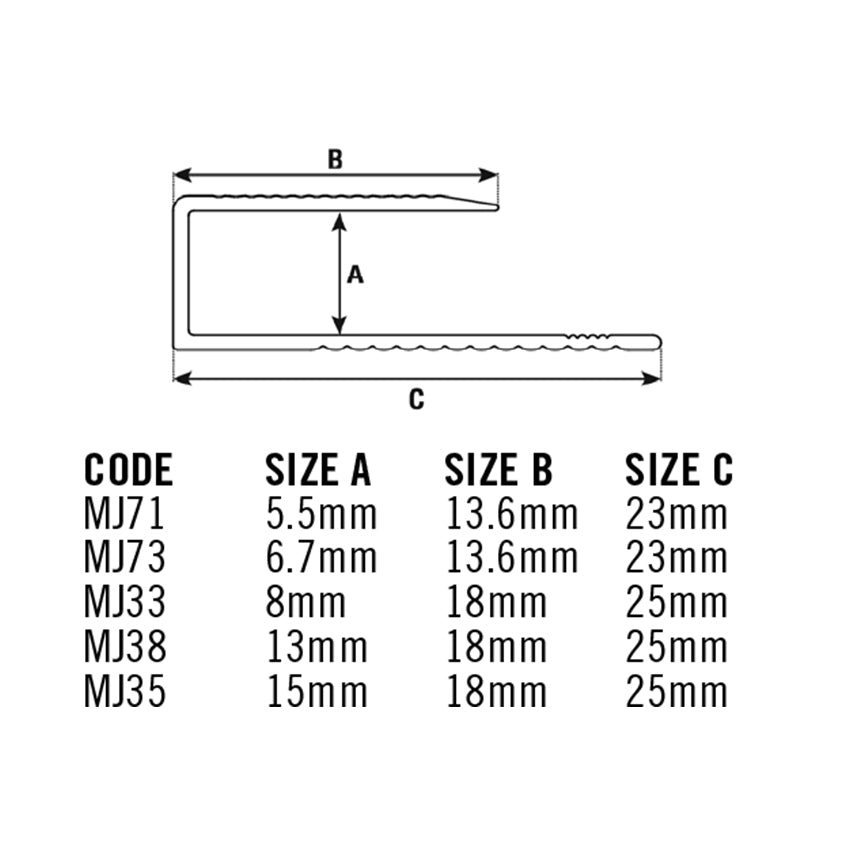 C Channel Trim - Aluminium (Silver, Bronze, Champagne, Black)